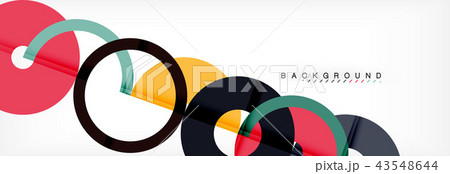 Colorful rings on grey background, modern geometric pattern design. Vector business or technology 43548644