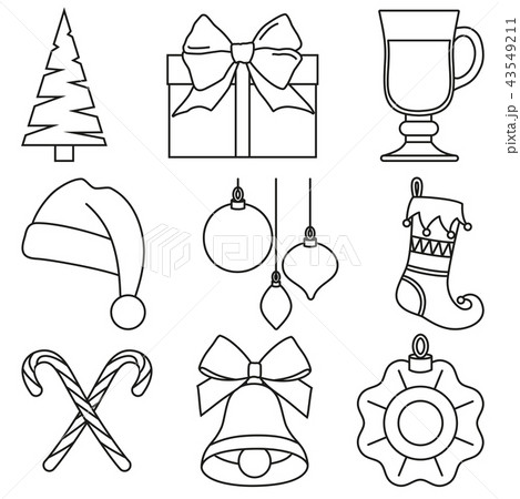 Black and white line art christmas elements 43549211