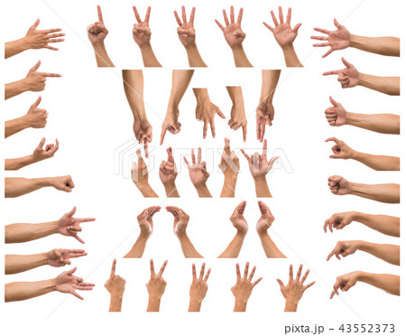 Various gesture of Men hand over white background, include clipp 43552373