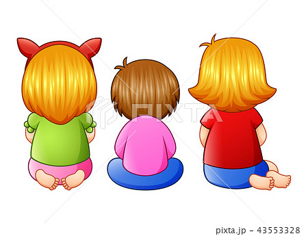 Back view of little three girl sitting together 43553328
