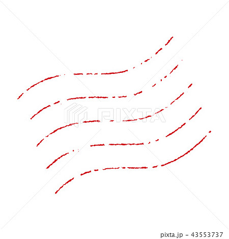消印　イラスト（波模様）/ 赤 43553737