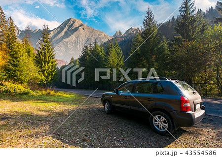 SUV on countryside road in High Tatra mountains 43554586