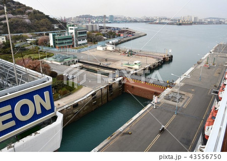 韓国仁川港の水門と仁川市街 韓国仁川港の水門と仁川市街 43556750