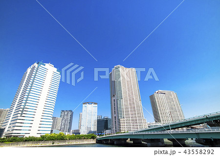 タワーマンションのある川沿いの風景 タワーマンションのある川沿いの風景 43558292