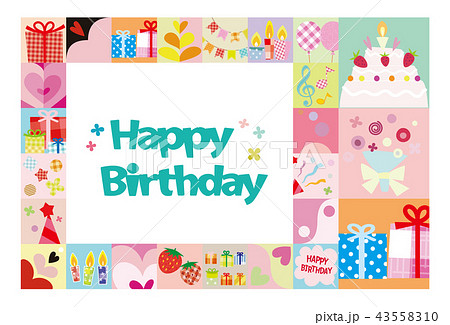 Happy Birthday フレーム 背景 ポストカードのイラスト素材