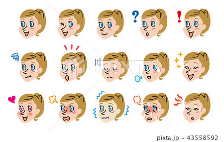 外国人 女性 表情 イラスト 外国人 女性 表情 イラスト 43558592