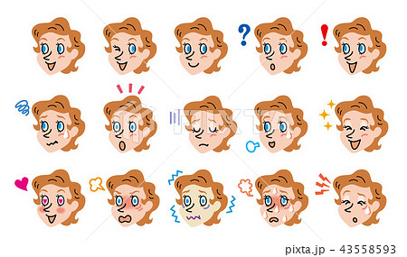 外国人 女性 表情 イラストのイラスト素材