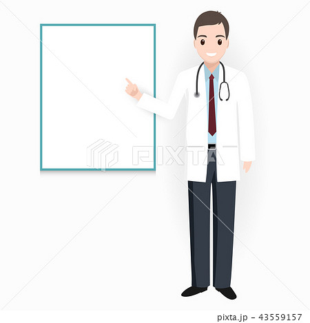 Doctor with billboard medical presentation icon  43559157