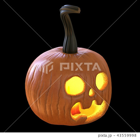 Jack O' Lantern Pumpkin isolated on black background 3D illustration 43559998