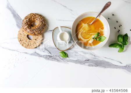 Pumpkin or carrot soup 43564506