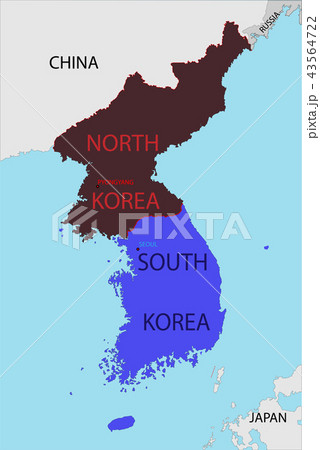 Map of South and North Korea with the borders 43564722
