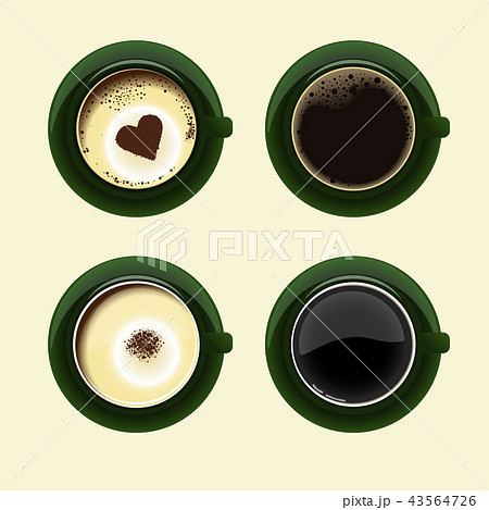 Four cups of coffee with americano latte espresso  43564726