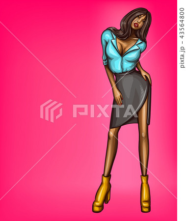 Vector pop art leggy mulatto girl model 43564800