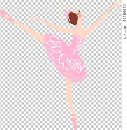 バレエ　バレリーナ　アラベスク　ピンク 43564970
