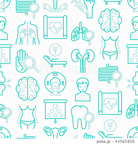 Hospital seamless pattern with thin line icons 43565856