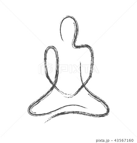 hand drawing person in meditation pose on white background 43567160