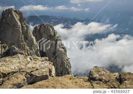 View from the mountain Ai-Petri with clouds, Crimea. View from the mountain Ai-Petri with clouds, Crimea. 43568027
