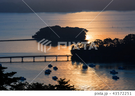 日本三景 松島の朝日の写真素材