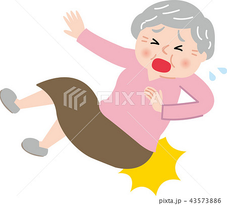 シニア　女性　ケガ　腰　転倒 43573886