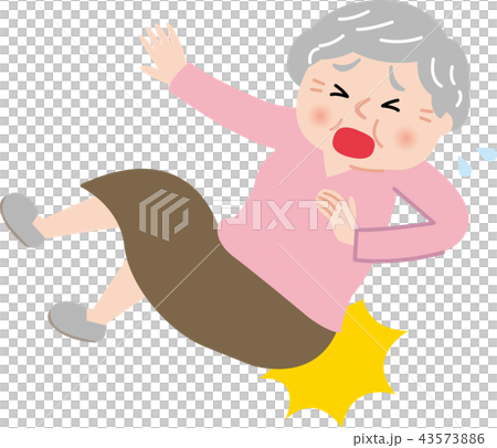 シニア　女性　ケガ　腰　転倒 43573886