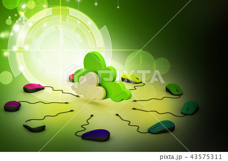 computer mouse connected to a cloud 43575311