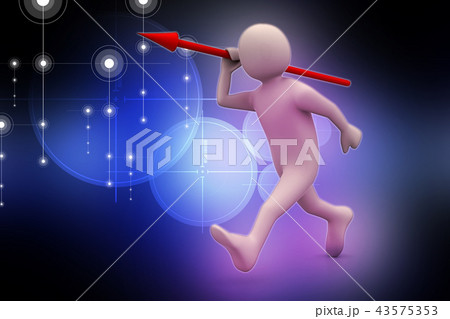3d man throws a spear 3d man throws a spear 43575353