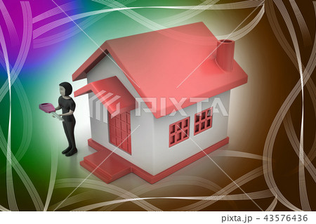 3d women with home and key 3d women with home and key 43576436
