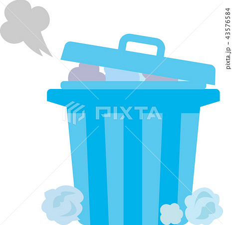 ゴミが溢れているゴミ箱のイラスト素材 43576584 Pixta