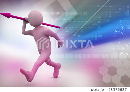 3d man throws a spear 3d man throws a spear 43576627