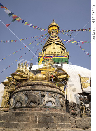 Buddhist stupa and vajra in Swayambunath temple 43578515