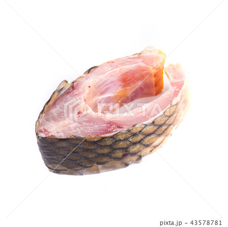 There is close-up of a fresh raw fish. 43578781