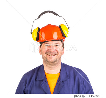 Male model dressed in special clothes for the workers. 43578806