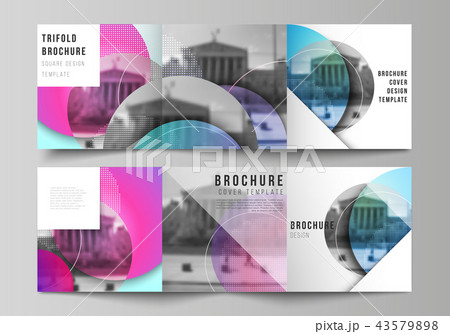 The minimal vector editable layout of two square format covers design templates for trifold square 43579898