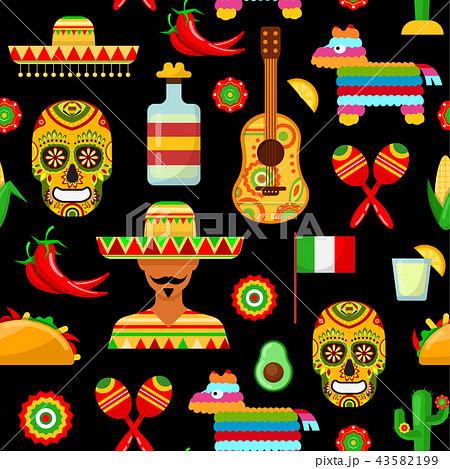 pattern with traditional Mexican attributes 43582199