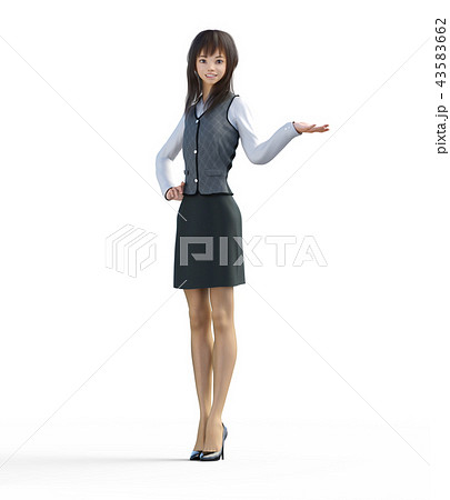案内するビジネスガール　perming3DCGイラスト素材 43583662