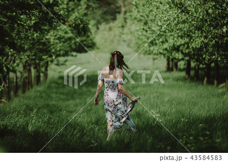 Slavic pregnant woman in the garden 43584583