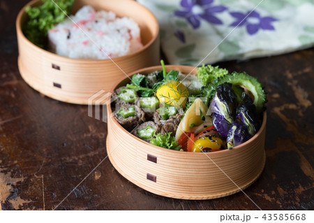 オクラの牛肉巻きとナスの和風弁当 43585668