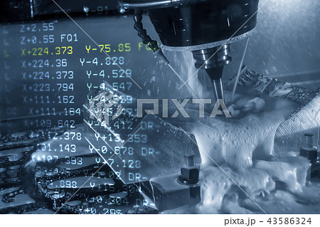 The abstract scene of 5-axis CNC milling machine The abstract scene of 5-axis CNC milling machine 43586324