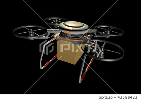 ドローン配達イメージ（黒バック） 43588423