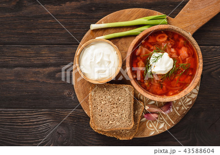 Borscht - traditional russian and ukrainian soup. Borscht - traditional russian and ukrainian soup. 43588604