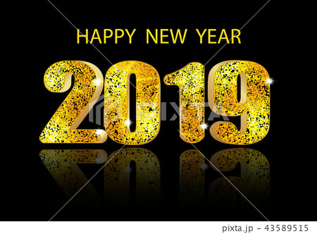 2019 New Year. A glossy voluminous inscription 43589515