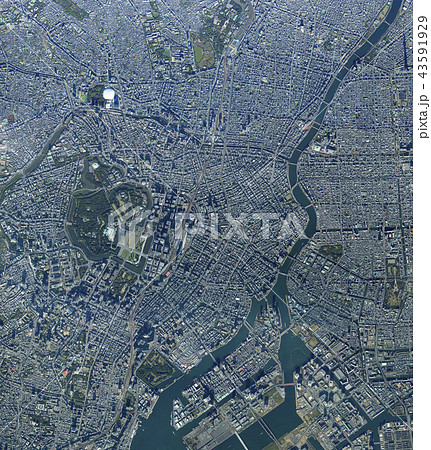 東京都心周辺全景/真俯瞰空撮、都市風景 東京都心周辺全景/真俯瞰空撮、都市風景 43591929