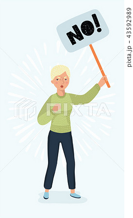 Woman holding picket sign.  43592989