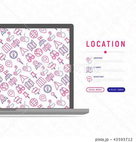 Location concept with thin line icons Location concept with thin line icons 43593712