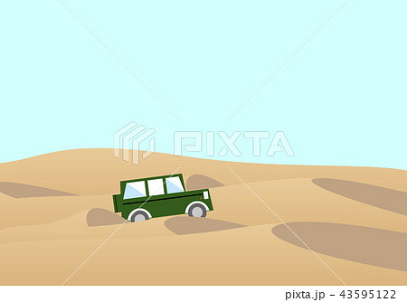車 砂漠のイラスト素材