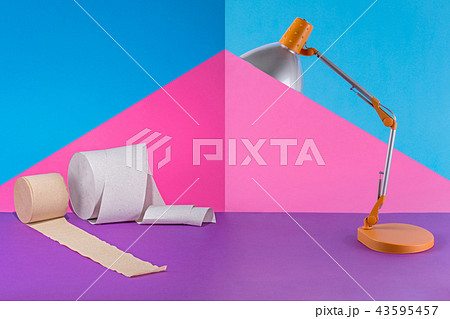 Abstract collage with table lamp and toilet paper Abstract collage with table lamp and toilet paper 43595457