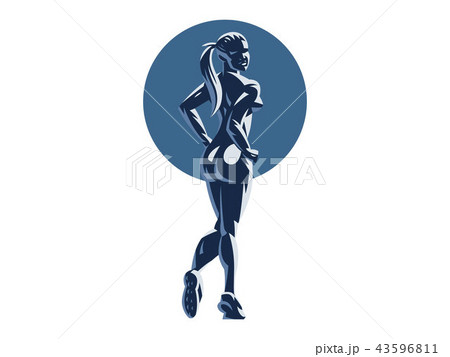 Woman fitness emblem. 43596811