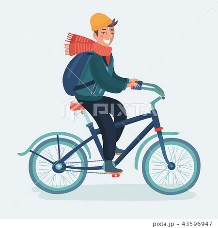 Bicyclist. Man on a bicycle, 3d vector icon. 43596947