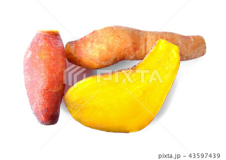 Yellow sweet potato on white background Yellow sweet potato on white background 43597439