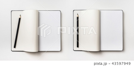 Top view of black notebook isolated on background 43597949